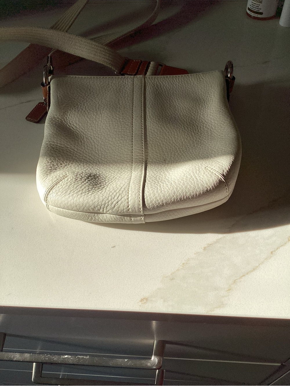 Coach Cream Leather Crossbody with Tan Buckle - Picture 6 of 8